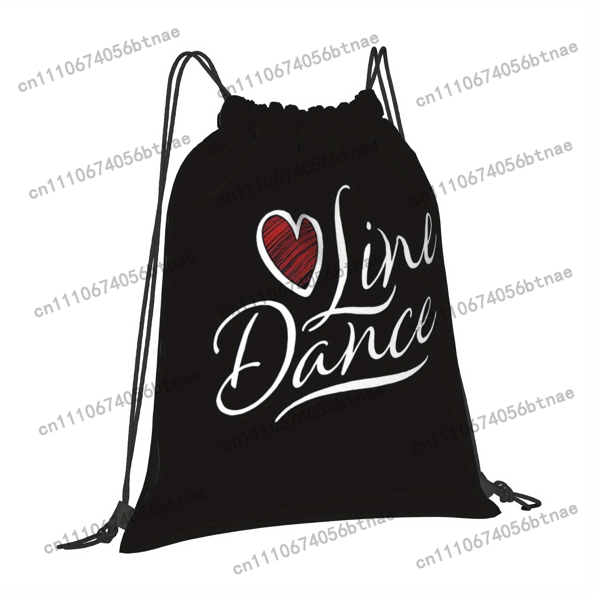 LOVE 라인 댄스 드로스트링 백 - 흰색 하트와 글자 - Drawstring Gym Bag 리뷰 및 가격