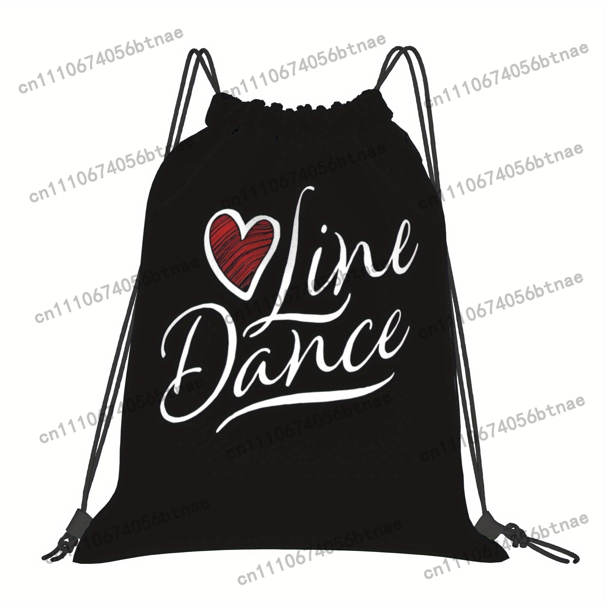 LOVE 라인 댄스 드로스트링 백 - 흰색 하트와 글자 - Drawstring Gym Bag 리뷰 및 가격
