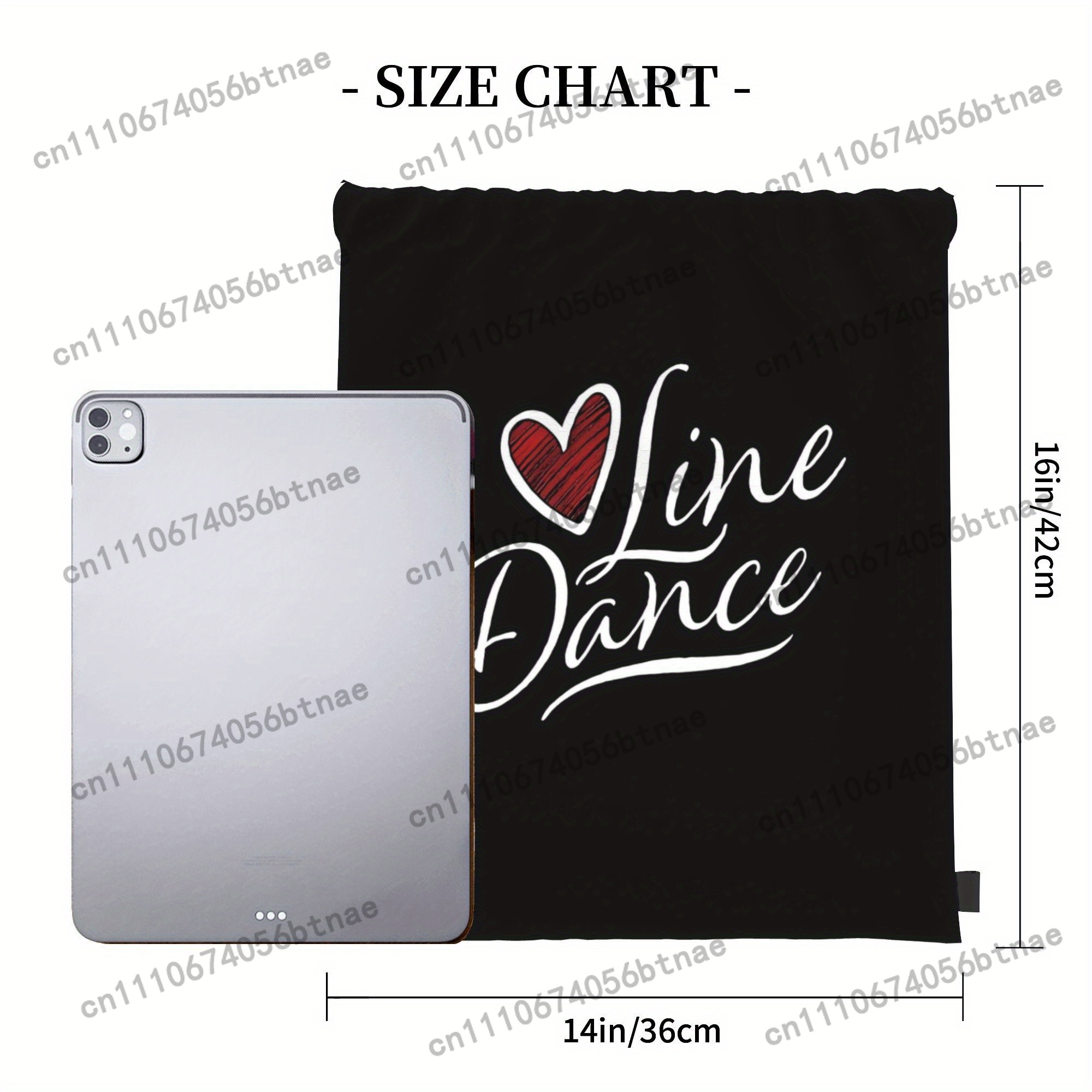 LOVE 라인 댄스 드로스트링 백 - 흰색 하트와 글자 - Drawstring Gym Bag 리뷰 및 가격