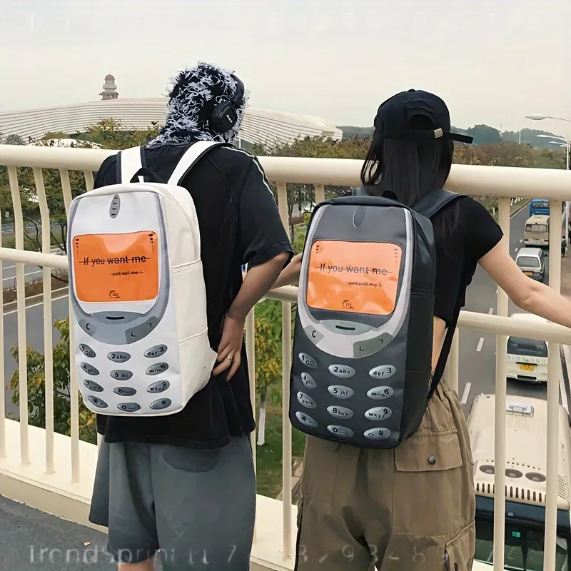재미있는 휴대폰 프린트가 있는 여성용 크리에이티브 대용 - Fashion Backpack Women 리뷰 및 가격