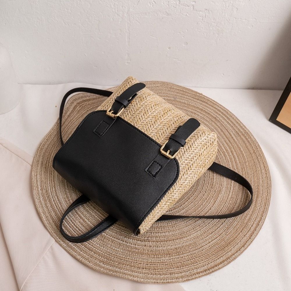 트렌디 PU 가죽 밀짚 백팩 레트로 디자인 우아한 룩  - Leather Backpack Vintage 리뷰 및 가격