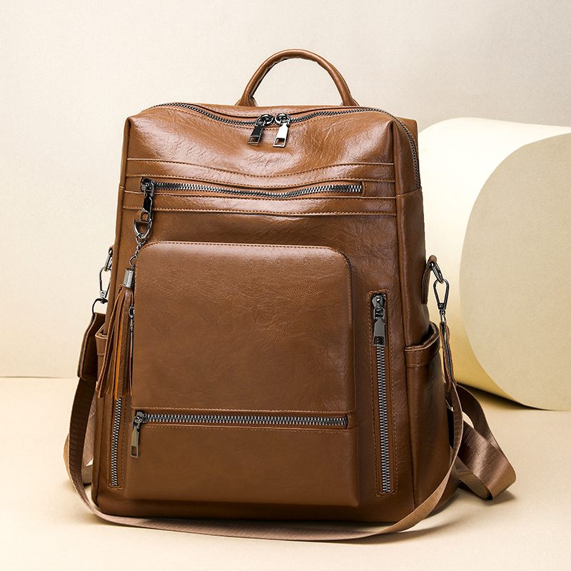 빈티지 가죽 스타일 백팩 세트, 다기능 단색 PU, 대 - Leather Backpack Vintage 리뷰 및 가격