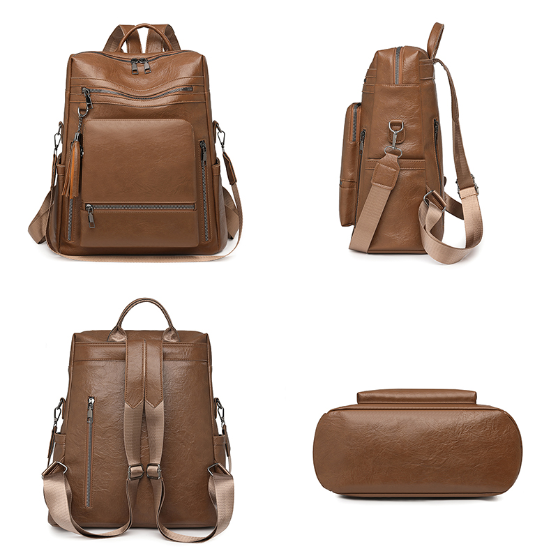 빈티지 가죽 스타일 백팩 세트, 다기능 단색 PU, 대 - Leather Backpack Vintage 리뷰 및 가격